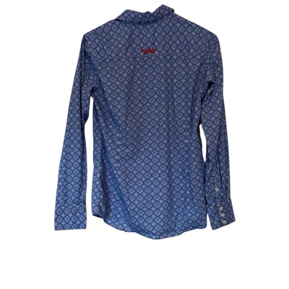 Ariat Women's R.E.A.L. Kirby Fitted Button Down Shirt Size M Blue/White Western - Picture 2 of 10